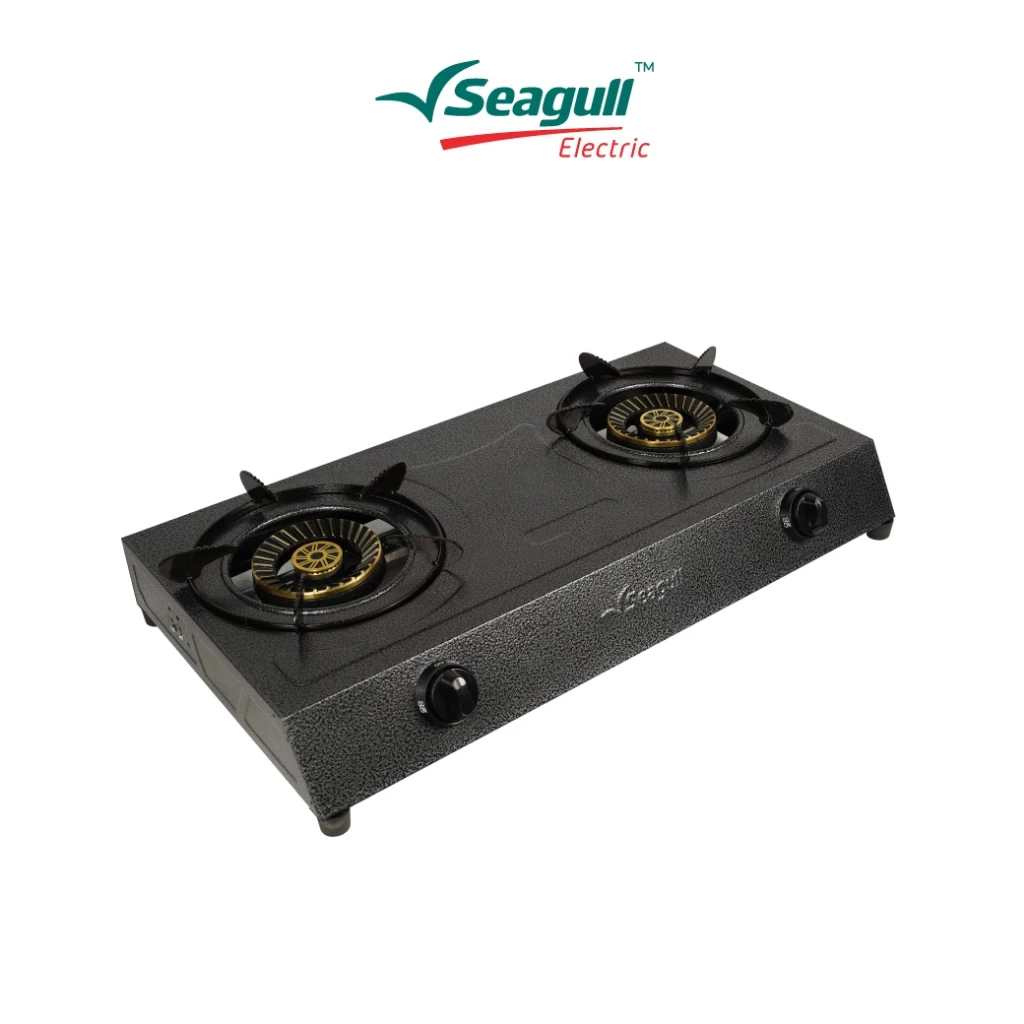 Seagull เตาแก๊สตั้งโต๊ะ 2 หัวทองเหลืองแท้ (เทา) 2-Burner Table Top Gas Stove (Gray) เตาแก๊ส2หัว thumbnail 3
