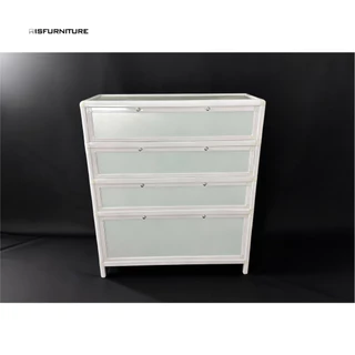 [1 แถม 2 ขายดีที่สุด] Disfurniture ตู้รองเท้าอลูมิเนียม บานกระจก ชั้นวางหนาพิเศษ 4 มม. แข็งแรง กันสนิม รับประกัน 1 ปี