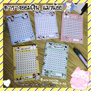 พร้อมส่ง🇹🇭 ตารางออมเงิน แมวน้อย A6