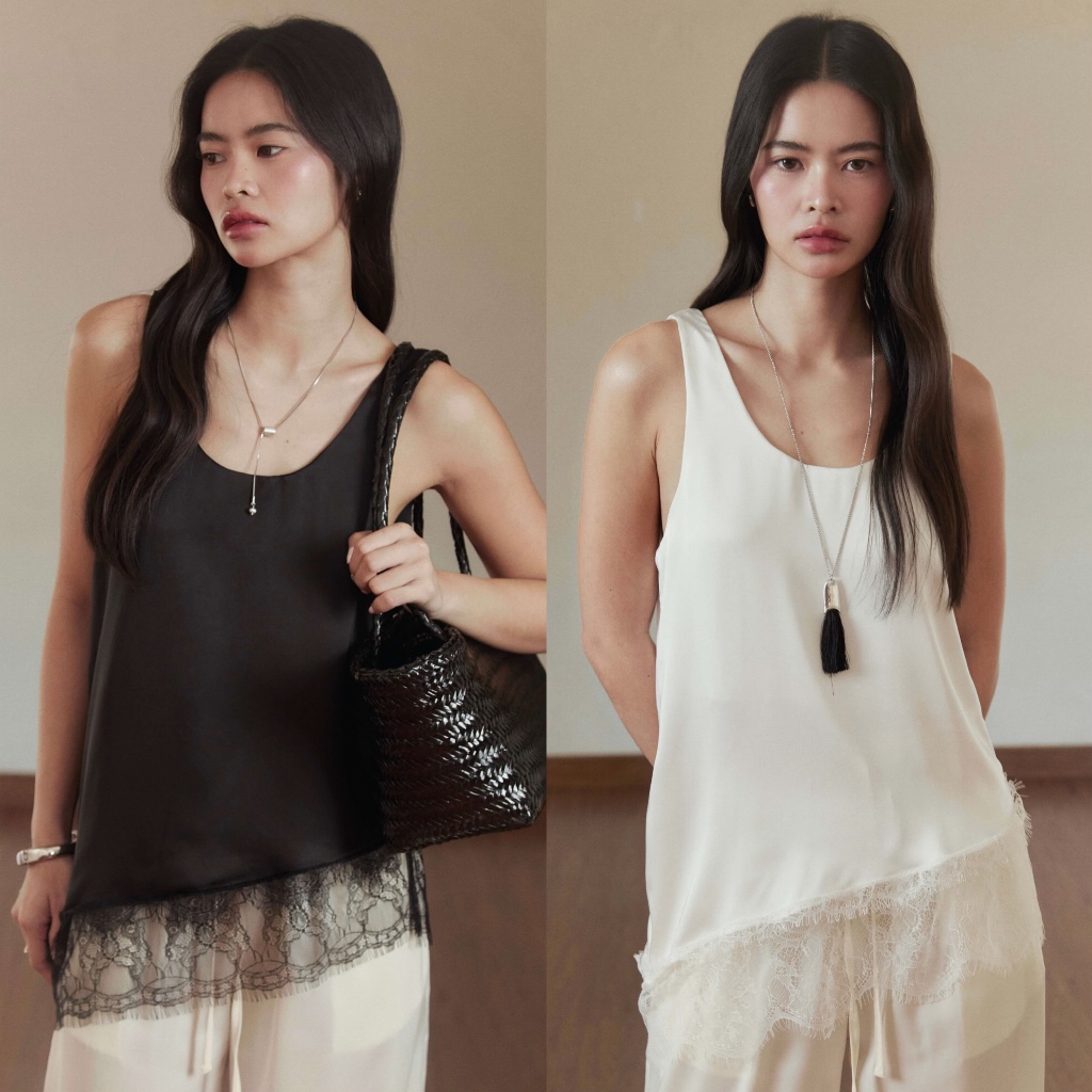 Lyra lace top เสื้อซาตินต่อชายลูกไม้