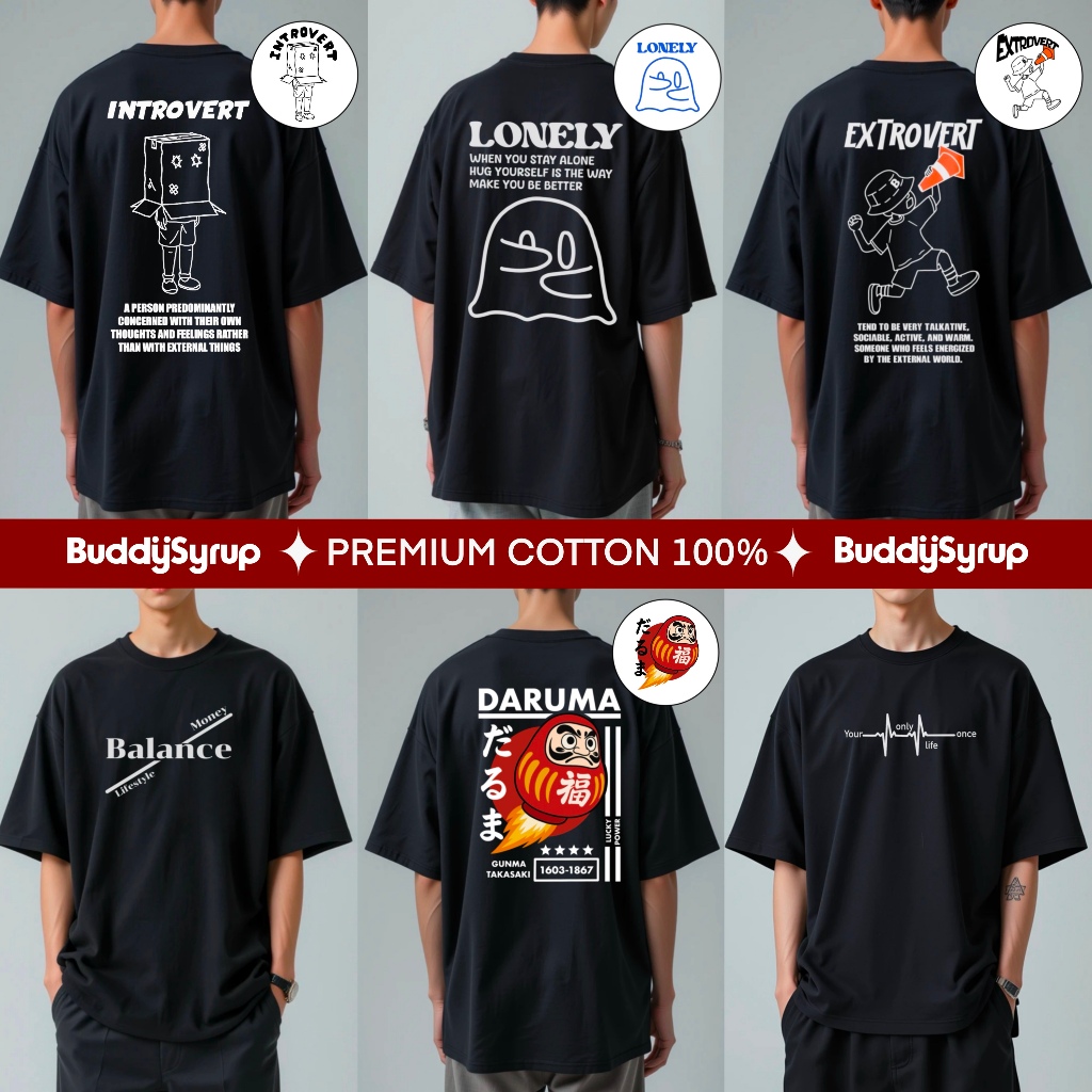 เสื้อยืด Oversized พรีเมี่ยมคอตตอน ลายยอดฮิต ผ้านุ่มอยู่ทรง ไม่ย้วย ระบายอากาศได้ดี