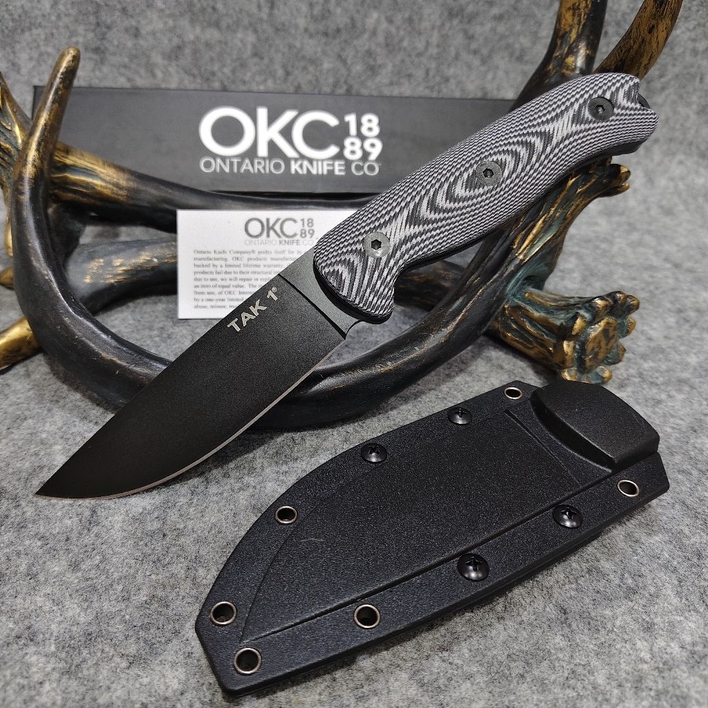 อุปกรณ์ตั้งแคมป์เดินป่า Ontario TAK วัสดุใบ 8cr13mov ด้าจับ Micarta