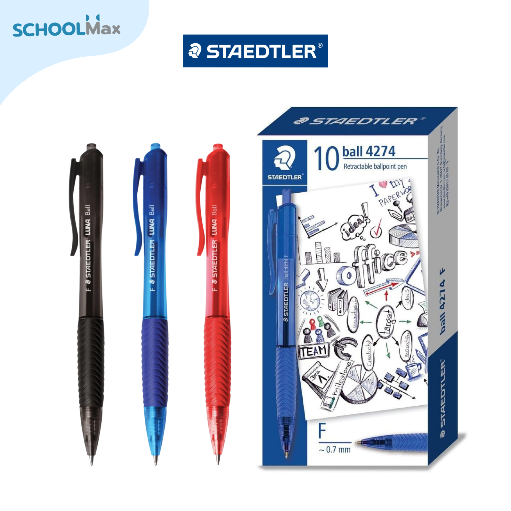 ปากกาลูกลื่น หัวบอล เขียนสบาย เส้นสวย 0.7มิล รุ่น 4274-F ยี่ห้อ Staedtler 10 ด้าม / กล่อง