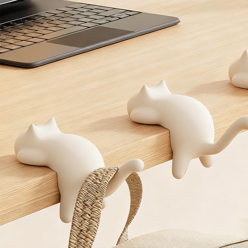 ตะขอแขวนโต๊ะแมว (Desktop Cat Hook) ตะขอคลิปข้างโต๊ะ ปรับได้ อเนกประสงค์ แขวนกระเป๋า สายชาร์จ ไม่ต้องเจาะ - รูปที่ 4