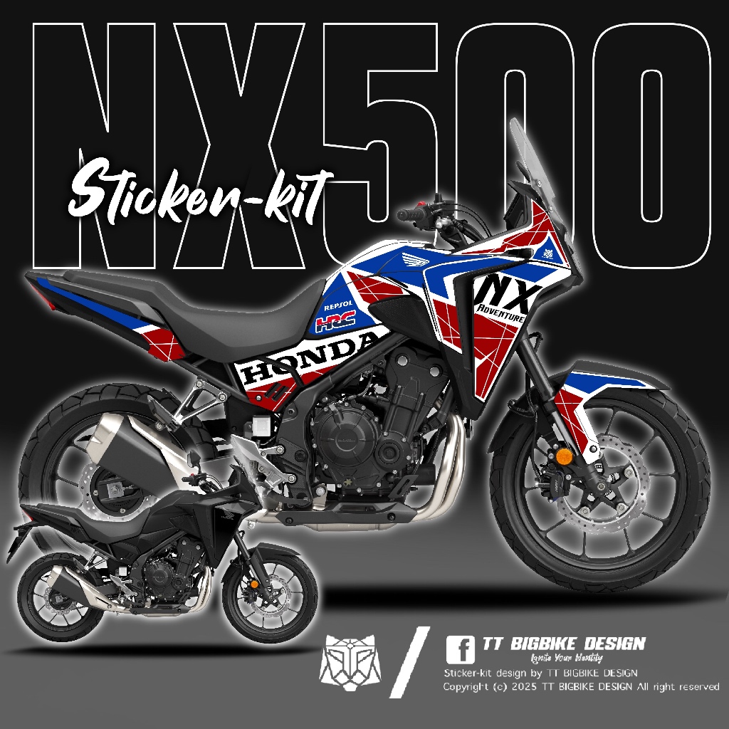 TT BIGBIKE DESIGN ชุดสติ๊กเกอร์แต่งลายรถ สำหรับ NX500 ลาย TT NX ADVENTURE