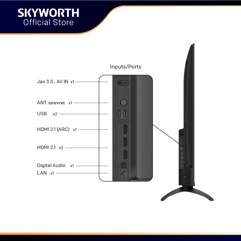 [ประกัน3ปี] SKYWORTH 50 นิ้ว Google TV 120Hz* ทีวี 4K LED Dolby Audio Eye Care รุ่น 50Y66  รองรับ Netflix YouTube Wifi ราคา ถูกที่สุด ดีลบีเคเค แกลเลอรีภาพที่ 5