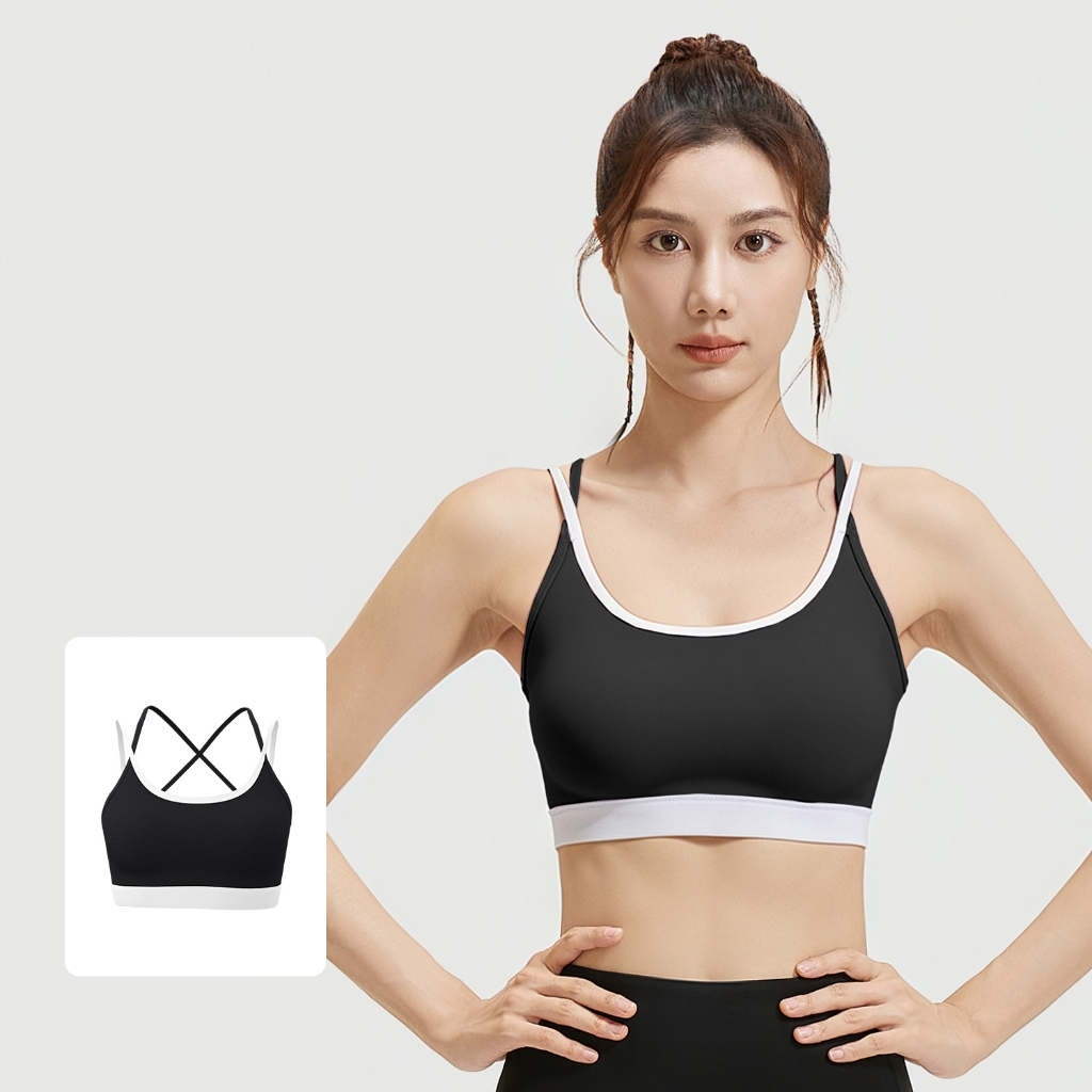 mvp sport เสื้อชั้นในกีฬาสำหรับผู้หญิง เสื้อกล้ามไขว้หลังสวย เสื้อชั้นในโยคะดันทรงกันกระแทก เสื้อกล้ามฟิตเนส รูปที่ 3