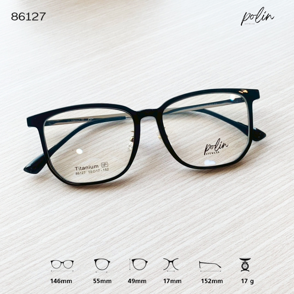 Polin กรอบแว่นสายตา รุ่น 86127 ไม่ใช่แว่นสำเร็จ สามารถนำไปตัดแว่นสายตาได้ ราคา ถูกที่สุด ดีลบีเคเค แกลเลอรีภาพที่ 2