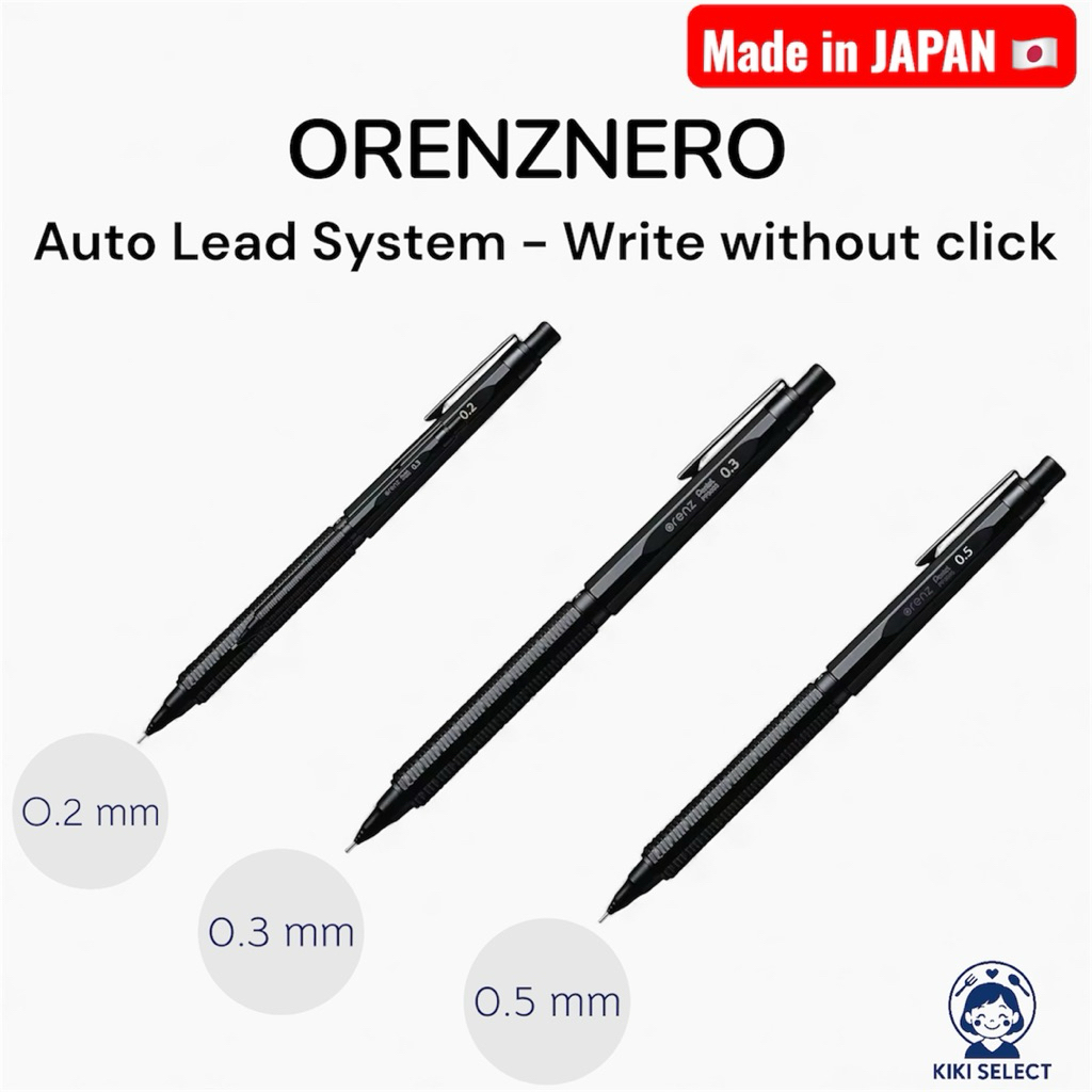 Pentel Orenz Nero Mechanical Pencil PP3002-A/PP3003-A/PP3005-A: 0.2mm/0.3mm/0.5mm Auto Lead Advance,