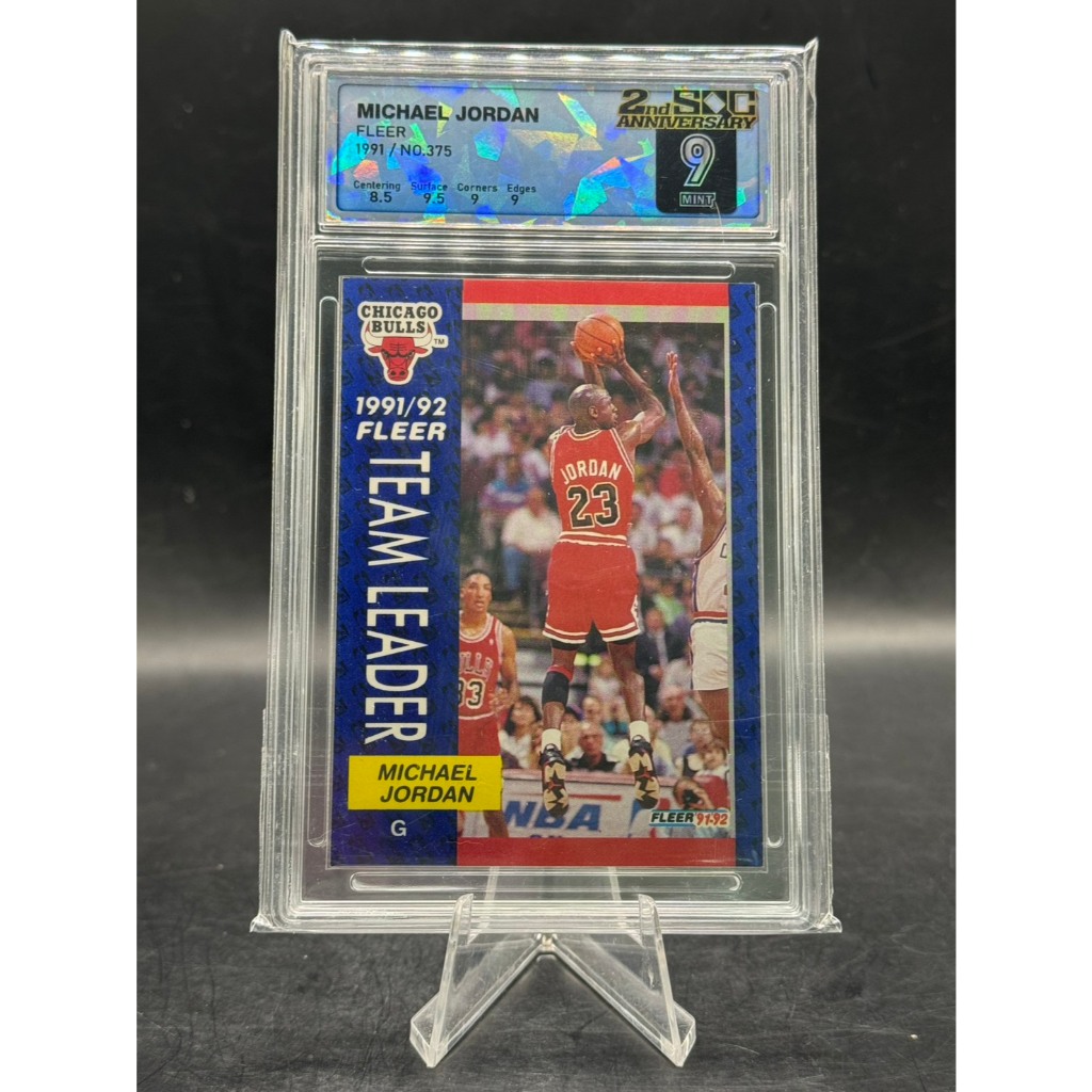 **👑 SQC 9 MINT Michael Jordan 1991-92 Fleer #375 "Team Leader" HOF Basketball Card**