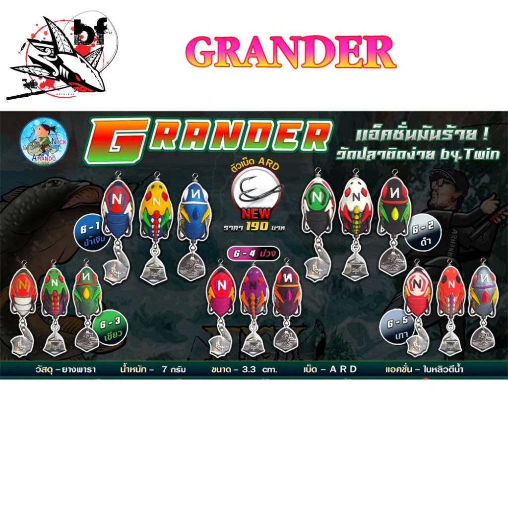 เหยื่อปลอม Nick Amando รุ่น GRANDER ขนาด 3.3 cm. 7 g. แอคชั่น ใบหลิวตีน้ำ