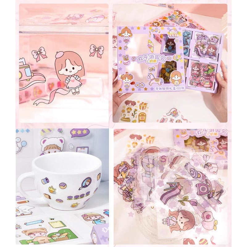 สติ๊กเกอร์ การ์ตูนน่ารัก สติกเกอร์ Sticker PVC สติ๊กเกอร์ไดคัท 100 แผ่น นไม่ซ้ำลาย พร้อมกล่อง - รูปที่ 7