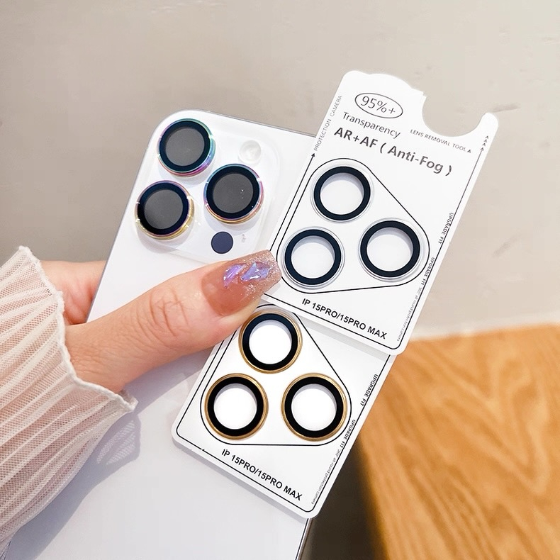 AR+AF ตัวป้องกันเลนส์กล้อง สําหรับ ไอโฟน 17 16 15 ใหม่ ติดตั้งง่ายและถอดแหวนโลหะเต็มปกกล้อง ป้องกันรอยขีดข่วน