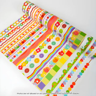 เทปวาชิ น่ารัก หลากสไตล์ 15 มม. x 5 เมตร Washi Tape ตกแต่งสมุด ไดอารี่ งานฝีมือ DIY ใบงาน ลายการ์ตูนสุดคิ้วท์ วัสดุคุณภา