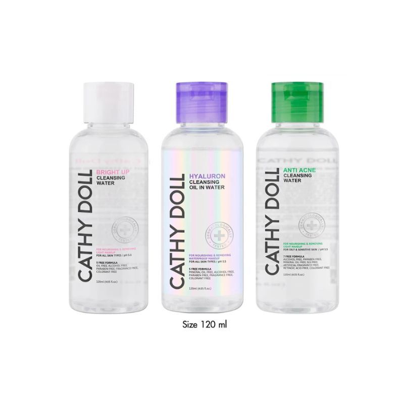 Cathy Doll คลีนซิ่งวอเตอร์120ml [Y24][สูตร Bright up ,สูตร Hyaluron,สูตร Anti Acne]