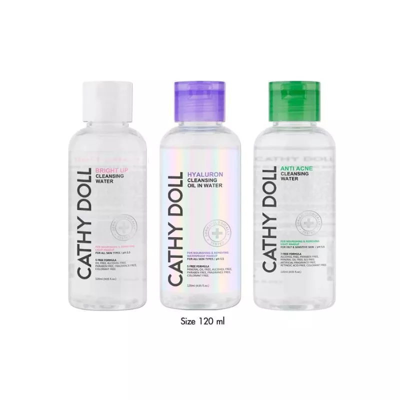 Cathy Doll คลีนซิ่งวอเตอร์120ml [Y24][สูตร Bright up ,สูตร Hyaluron,สูตร Anti Acne]