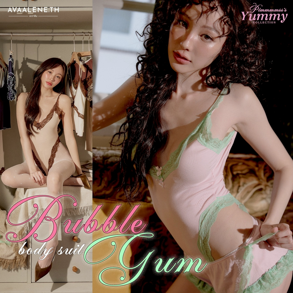 Lot 3 จัดส่ง 15-20ธค 🍓 AVAALENE.TH x PIMMMMSS - BUBBLE GUM BODYSUIT (เฉพาะเสื้อบอดี้สูท)