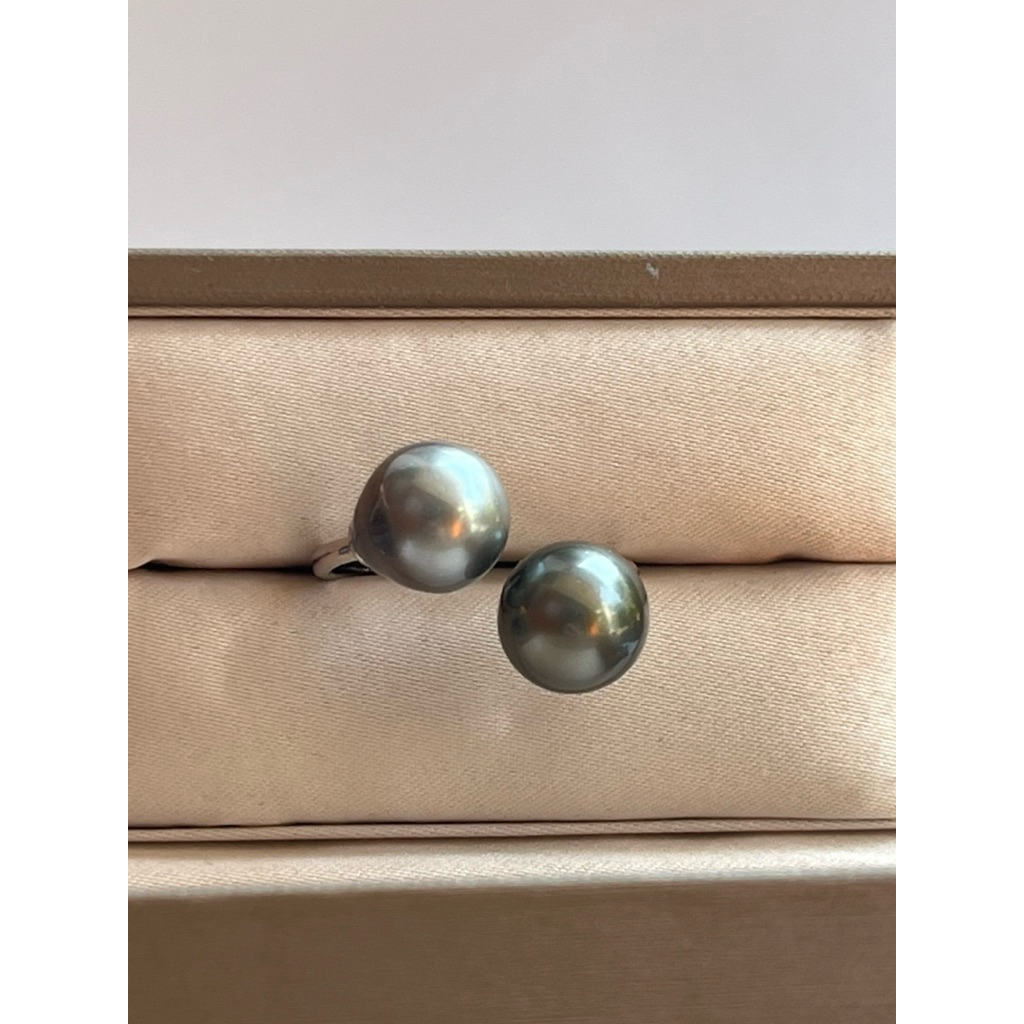 แหวนไข่มุก Tahiti สีเทา-เทาเขียว