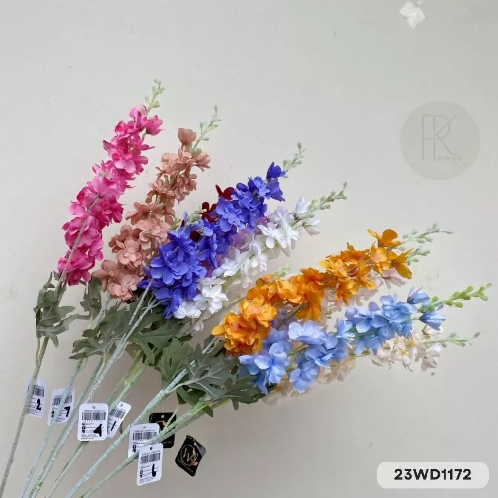 ช่อดอกเดลฟิเนี่ยมประดิษฐ์ 2 กิ่ง ดอกไม้ตกแต่งบ้าน thumbnail 4