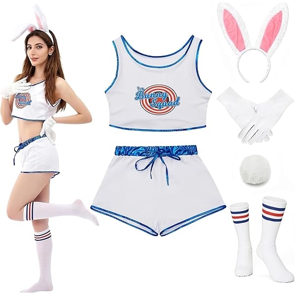 ชุดกระต่ายกระต่าย 6-piece Lola Bunny Cosplay Set, Bunny Rabbit Costume
