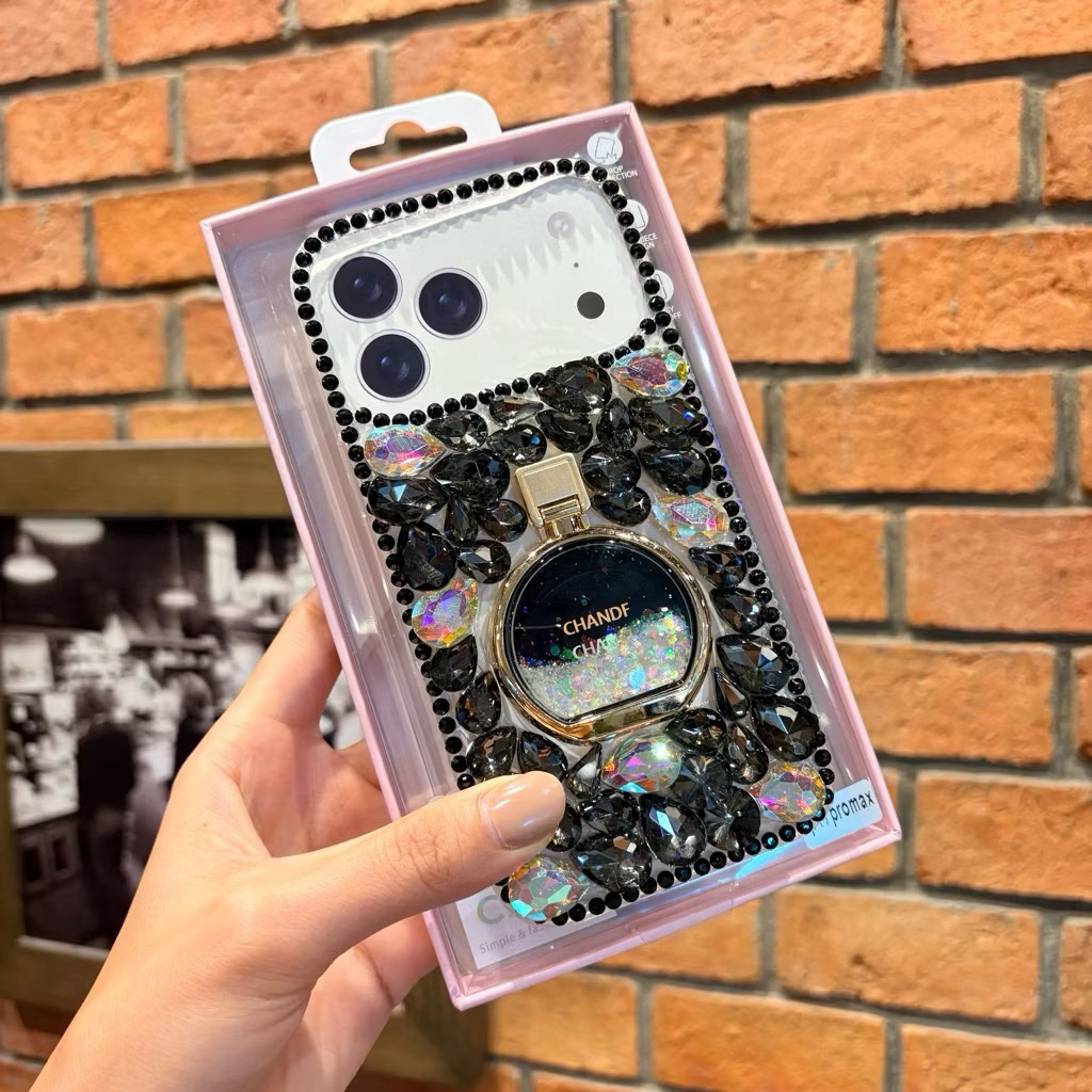 🎉Popphone เคสเพชรคริสตัล ขวดน้ำหอมตั้งวางได้ ใช้สำหรับ iP 17 17Air 17pro 17promax 16 16promax 15 15promax 13promax