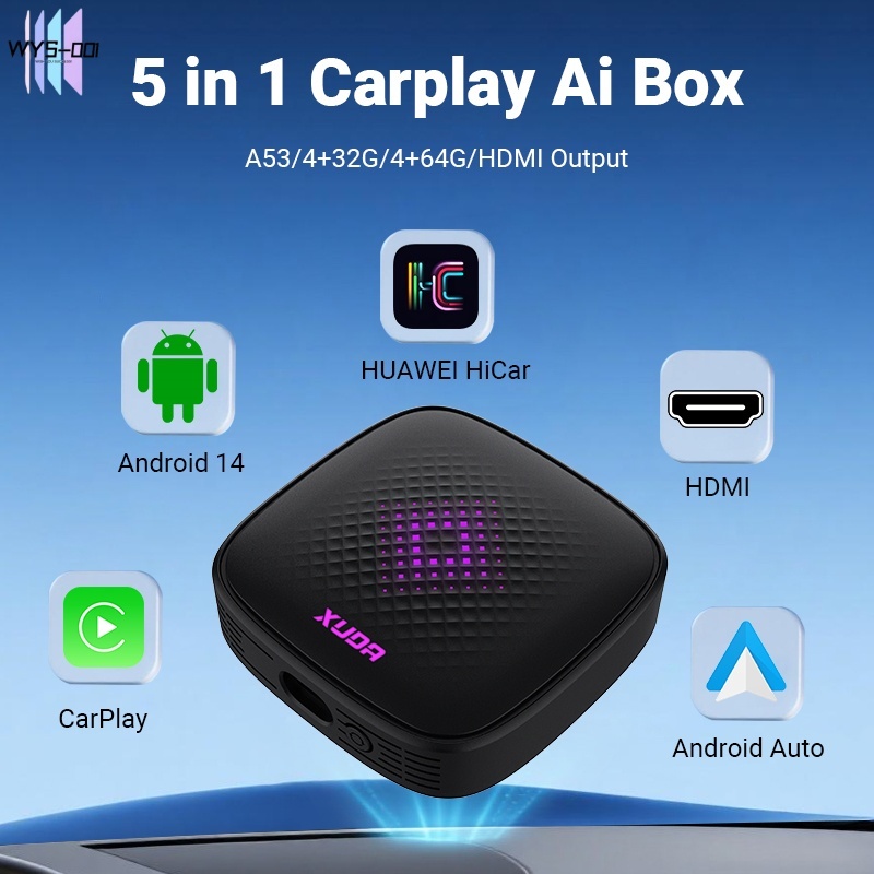 【XUDA】2025 CarPlay Ai กล่องทีวีไร้สาย Android 13 YouTube Netflix IPTV 4+32 4+64 For cars with wired CarPlay only