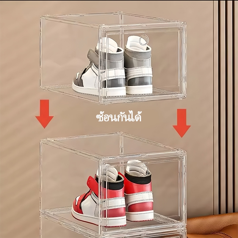 กล่อง กล่องใส่รองเท้า กล่องรองเท้า เปิดฝาด้านหน้า   2 ขนาด พร้อมส่งในไทย ถูกชัวร์ รูปที่ 4
