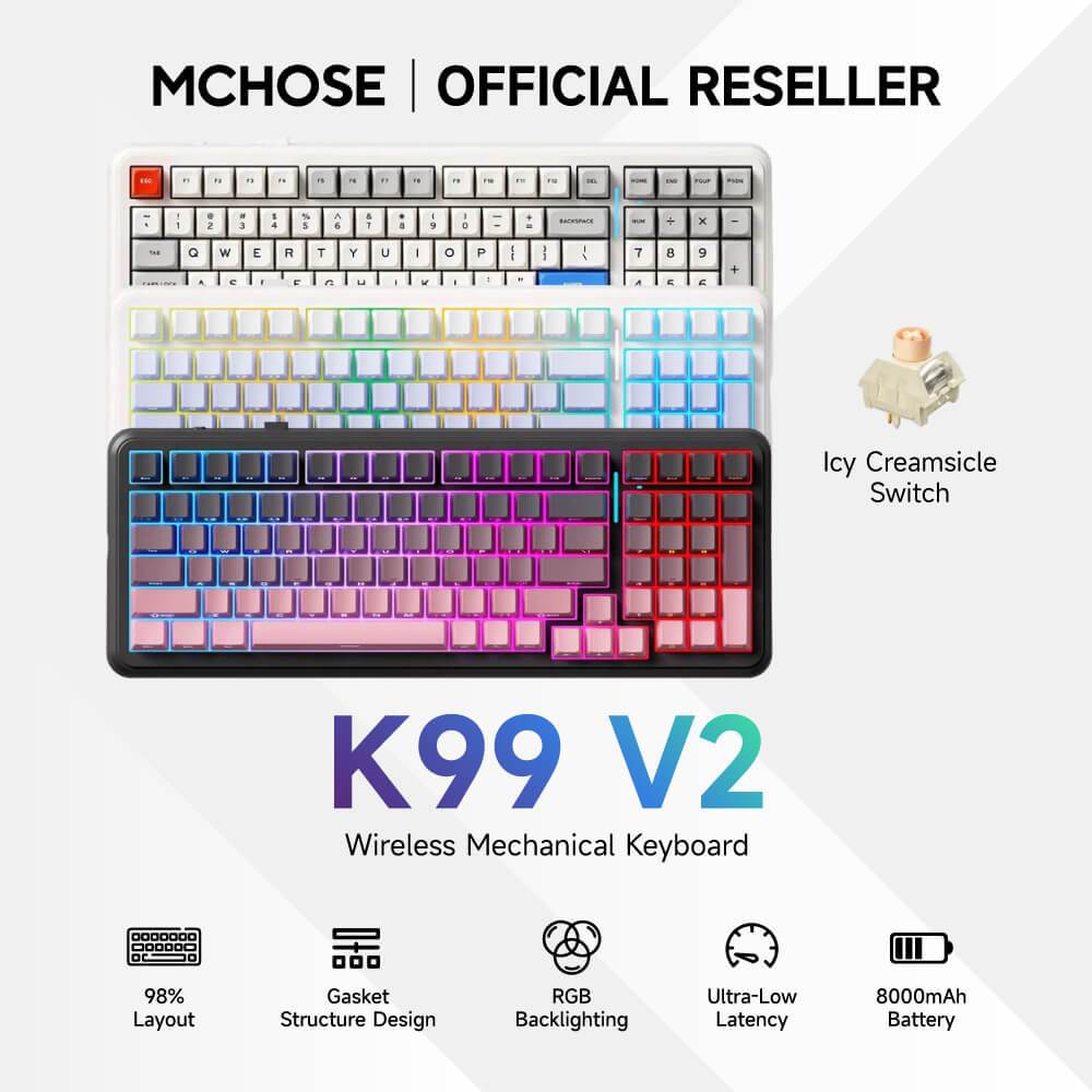 MCHOSE GAMING KEYBOARD TRI-MODE K99 V2 ICY CREAMSICLE LINEAR-SW  98%