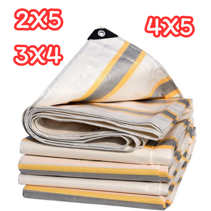 ผ้าใบกันน้ำ 3X4 4X5 2X5 กันสาด100% (เจาะรู) เคลือบกันน้ำสอง ด้านพลาสติก ฟาง ผ้าคลุมรถ เต็นท์