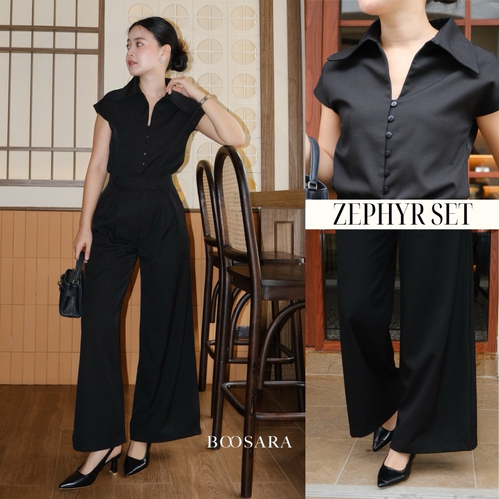 BOOSARA : Zephyr Set  ชุดเซ็ตเสื้อ+กางเกงขายาวทรงกระบอกใหญ่ ใส่ไปทำงานหรือไปเที่ยวก็เอาอยู่- BSR C. - รูปที่ 2