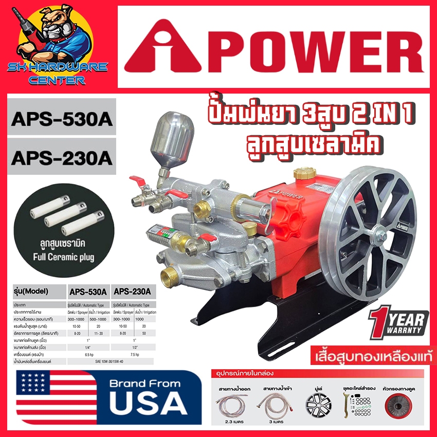 ปั้มฉีดน้ำแรงดัน ปั้มพ่นยา 3สูบ ออโต้ 2 IN 1 ขนาด 3/4" - 1นิ้ว ยี่ห้อ I POWER รุ่น APS (ประกัน 1ปี)