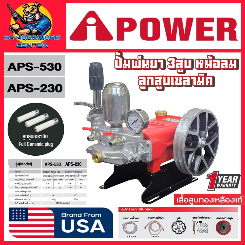 ปั้มฉีดน้ำแรงดัน ปั้มพ่นยา 3สูบ ชนิด หม้อลม ขนาด 3/4" - 1นิ้ว ยี่ห้อ I POWER รุ่น APS (ประกัน 1ปี)