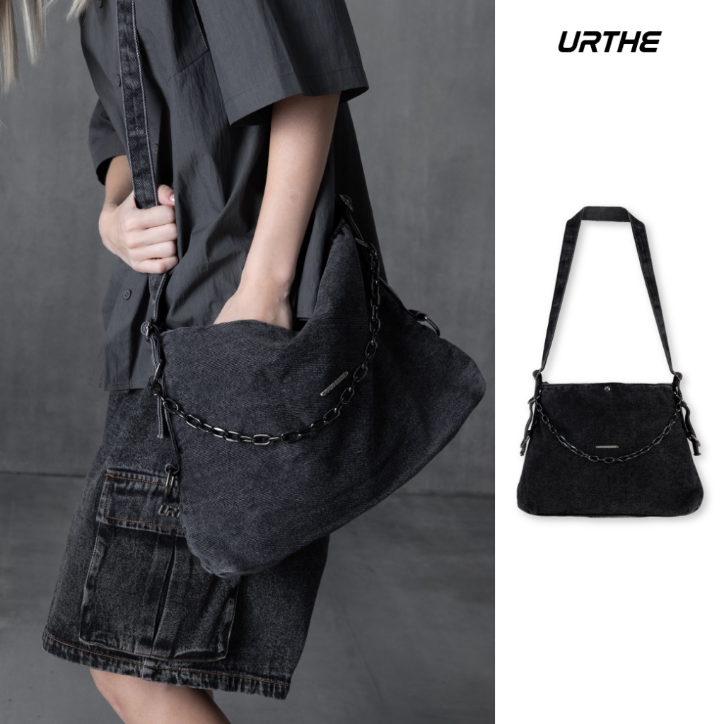 URTHE - กระเป๋า สะพายข้าง ยีนส์ฟอก รุ่น THE SIDE UTILITY