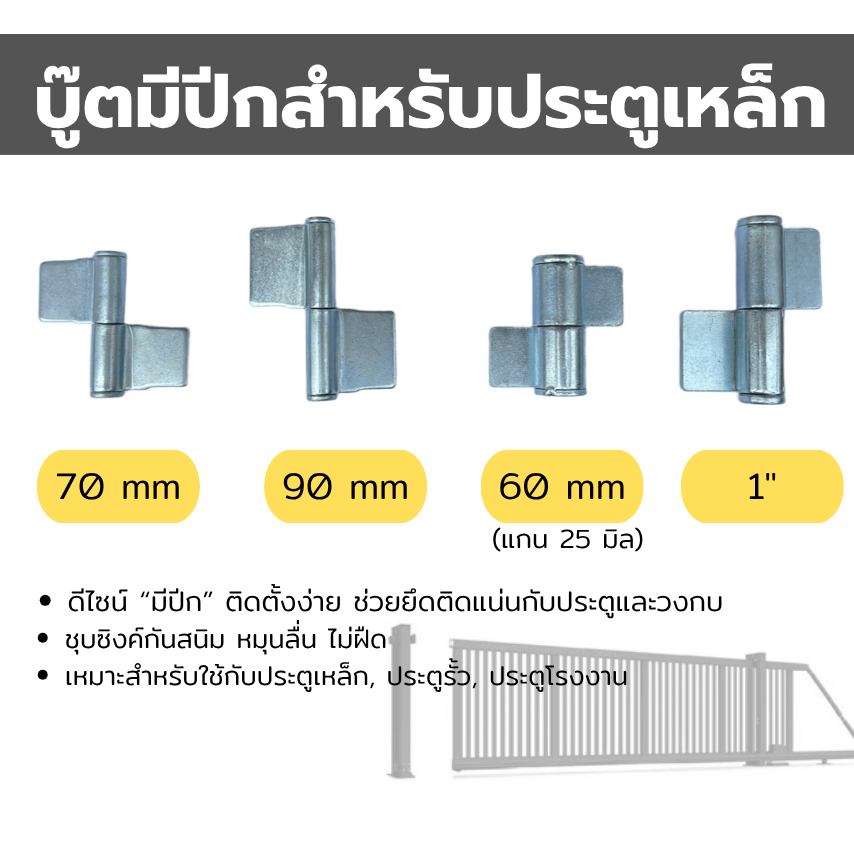[NEW]บู๊ตมีปีกชุบซิงค์ติดประตูเหล็ก บูชบานพับบู๊ตคุณภาพดี ติดตั้งง่าย เหมาะกับประตูเหล็กทุกชนิด (Steel Door Hinge Bush)
