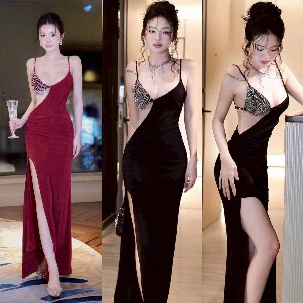 เดรสยาวสีดำ เดรสออกงานราตรีสีแดง 853 งานป้าย Rattana – โปรปัง