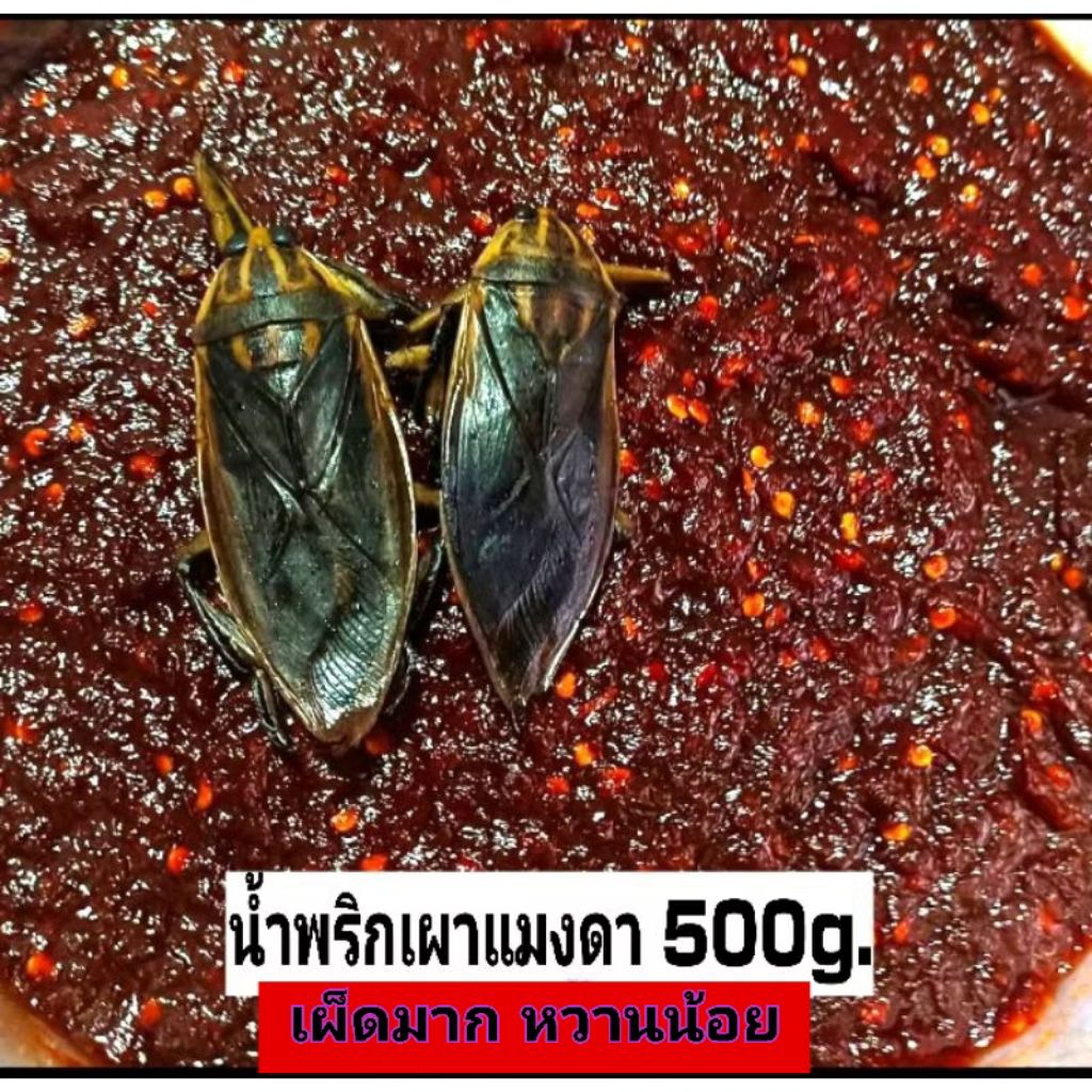 น้ำพริกเผาแมงดา 500g. เผ็ด หอม ไม่หวาน (ใส่หัวเชื้อและปั่นตัวแมงดาใส่ในน้ำพริก)