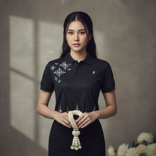 🔥เสื้อดำลายไทย เสื้อดำทำงาน แบบที่ 5 มี 8 ไซส์ S-5XL 📌เสื้อด…