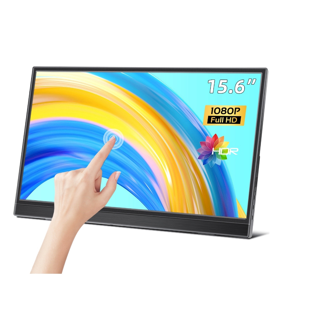 Potitzca จอแล็ปท็อปแบบพกพา จอภาพภายนอกความละเอียดสูง FHD 1080P พร้อมลำโพงคู่ สามารถใช้เป็นหน้าจอรองสำหรับแล็ปท็อป โทรศัพ