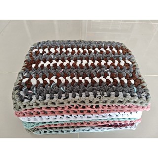 (10ผืน)พรมเช็ดเท้าถักมือ คละสี หนานุ่ม ซับน้ำดี กว้าง30เซน ย…