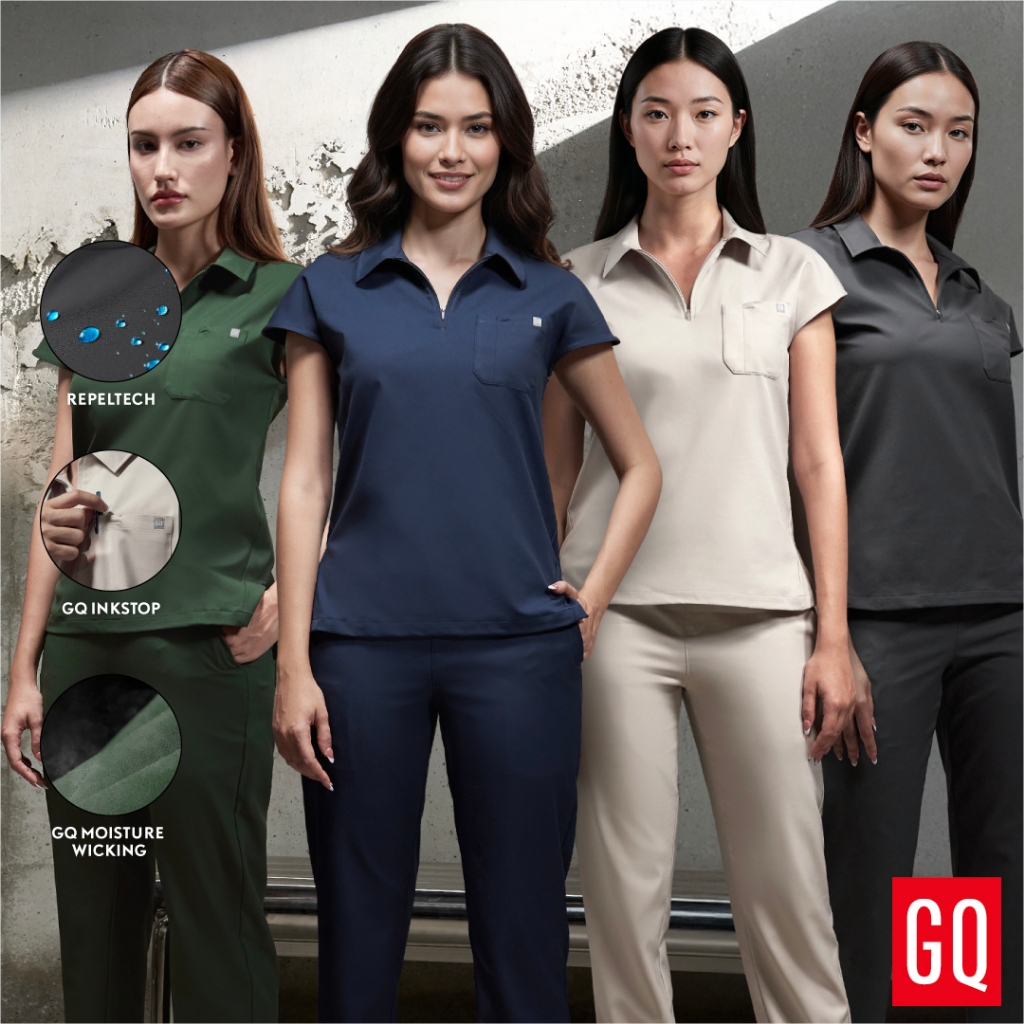 [ไม่ปักชื่อ] GQ Pro MED Women Scrub Polo เสื้อสครับโปโลผู้หญิงรุ่นพรีเมียม สะท้อนน้ำ