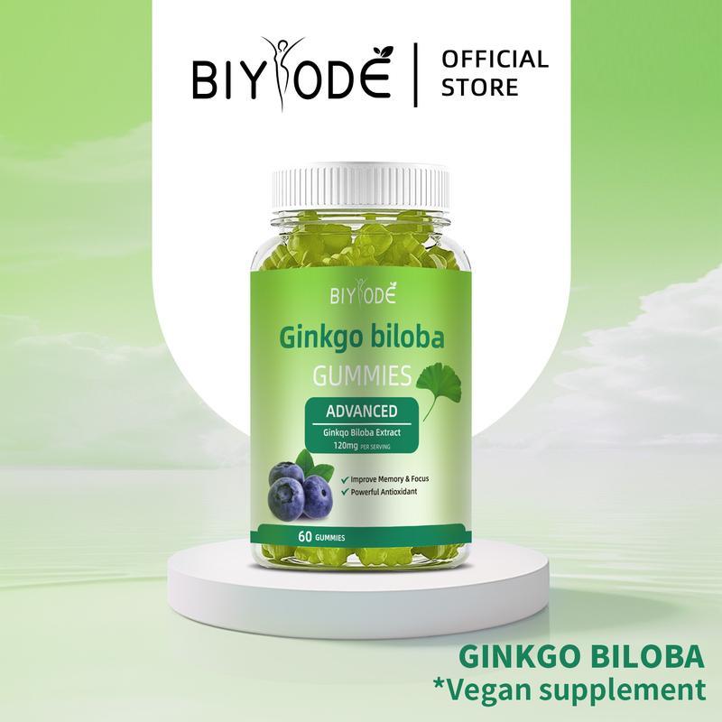BIYODE Ginkgo Biloba 60 แคปซูล สารสกัดใบแปะก๊วยเข้มข้น บำรุงสมอง ความจำดีเพิ่มการไหลเวียนเลือด ขึ้น 