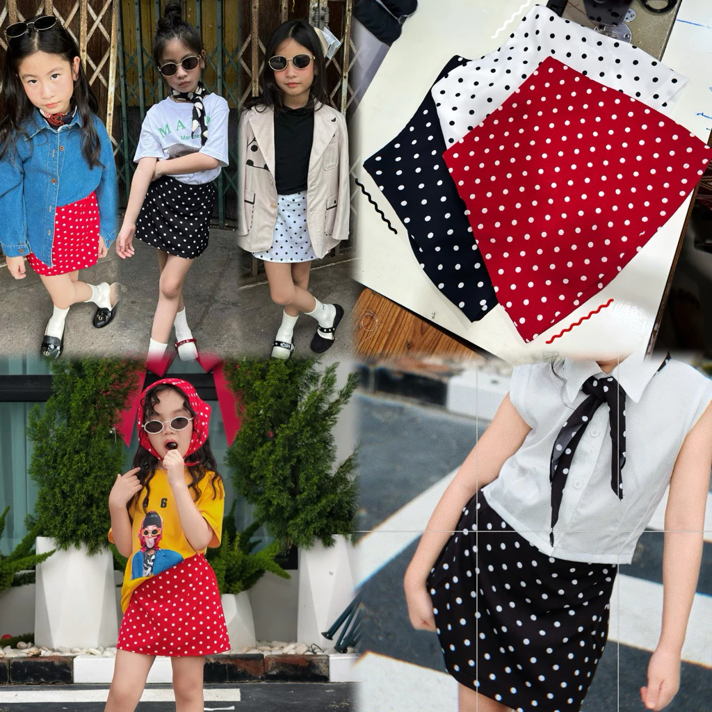 กระโปรง polka dot กระโปรงเด็ก