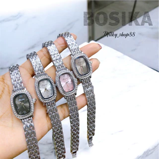 (M67) นาฬิกา BOSIKA รุ่น BS-02 ทรงรี ล้อมเพชร ไซส์ 20 mm ระบบควอช ( 4 สี )