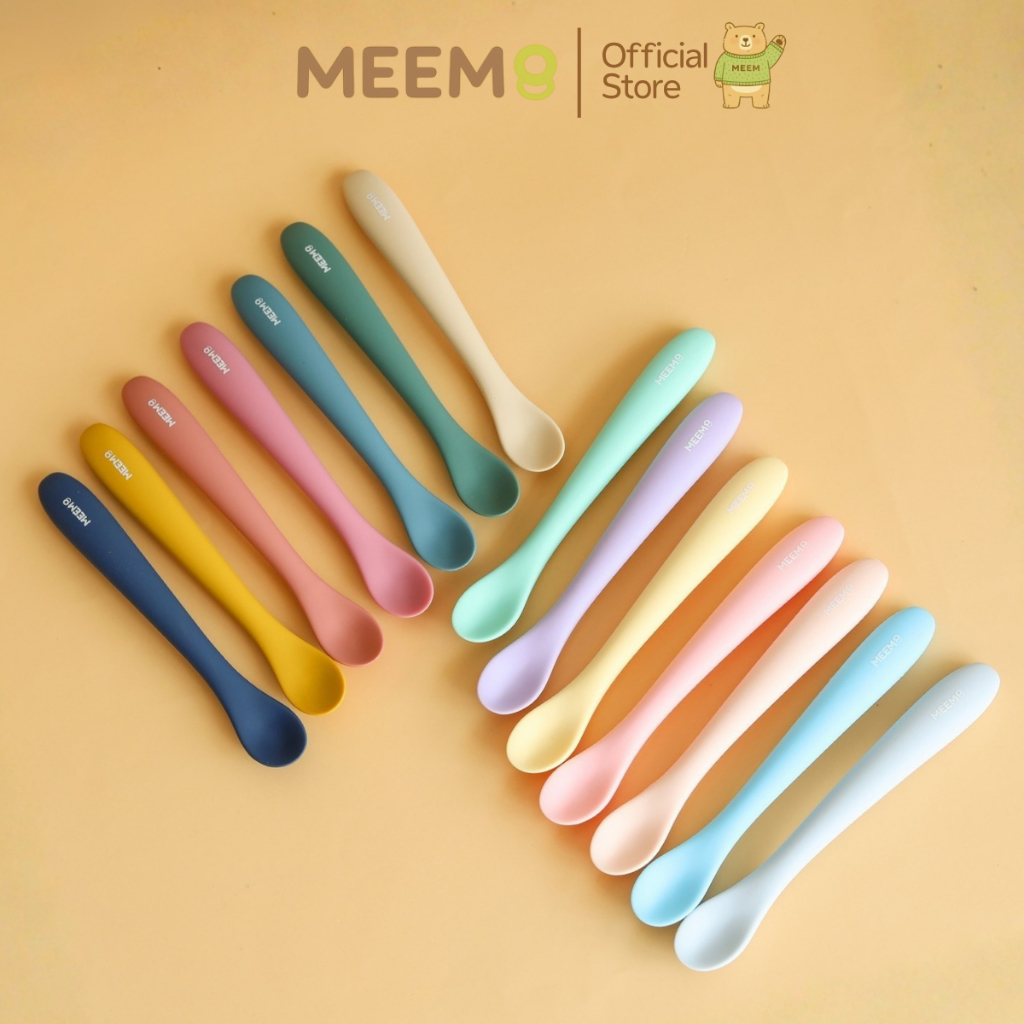 MEEM ช้อนซิลิโคนเด็ก ช้อนป้อนอาหารเด็ก รุ่น First Step simple spoon (Colorful Series)