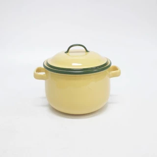 INDRA CERAMIC หม้อโบราณปิ่นโต ลายสังกะสีเหลือง เซรามิกเข้าไมโครเวฟได้ *ห้ามตั้งบนเตาแก๊สหรือเตาไฟฟ้า