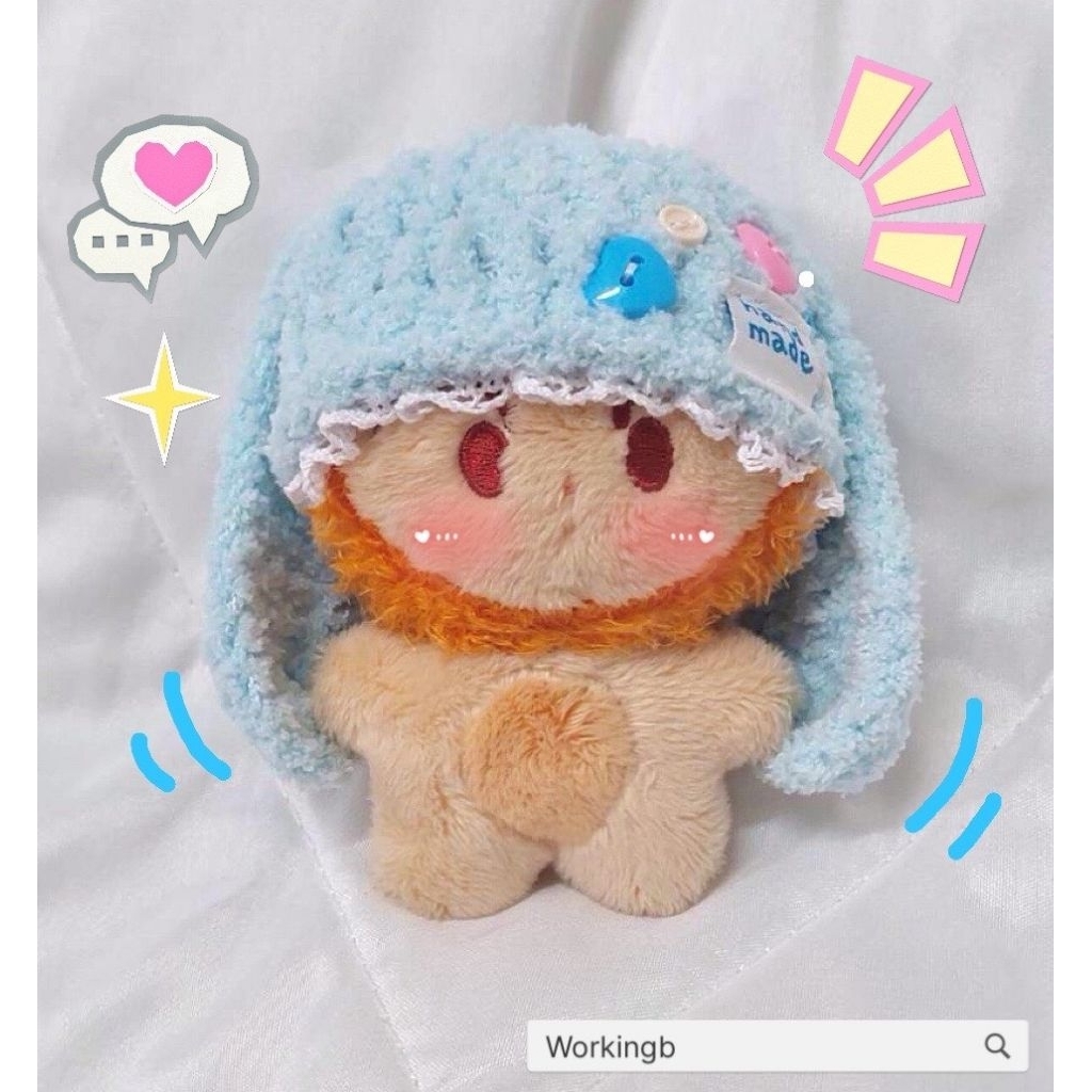 ชุดตุ๊กตา 10 cm : หมวกหูกระต่ายขนปุย (เฉพาะชุดไม่รวมตุ๊กตาค่ะ)