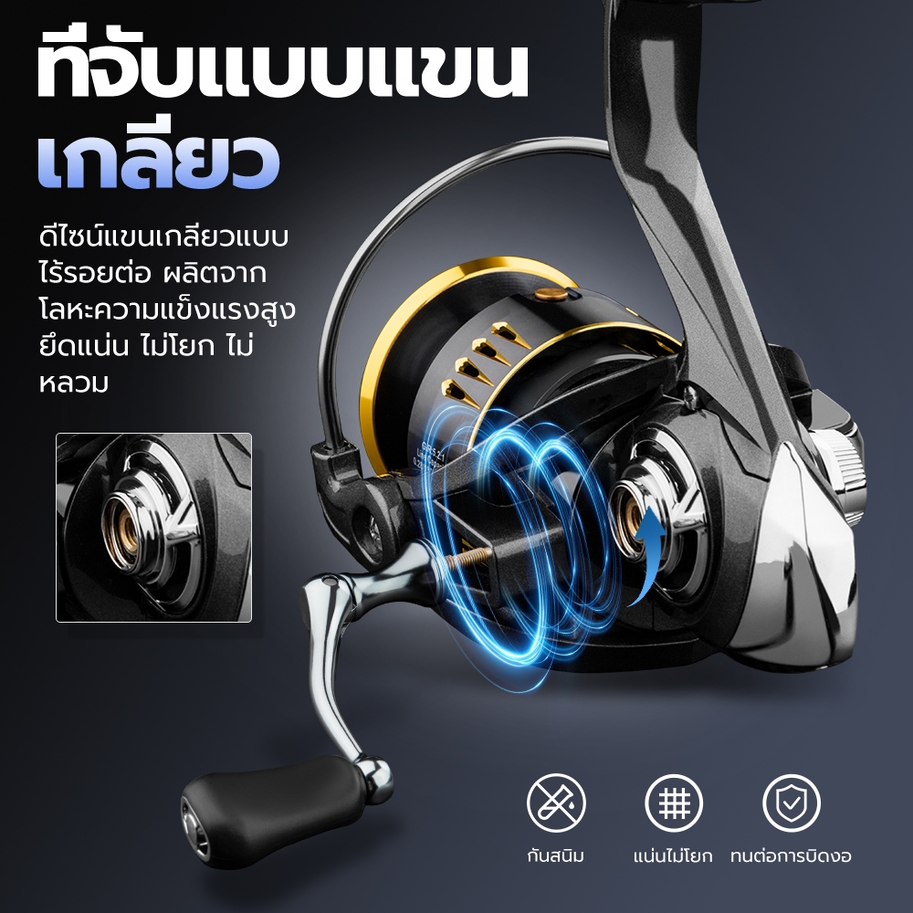 รอกSeaHunter Turbo Pro รอกสปินนิ่ง ลาก15KG  5.2:1  5+1BB  อลูมิเนียม รอกตกปลาทะเล Spinning reel แขนเกลียว รอกสปิน กันน้ำ - รูปที่ 5