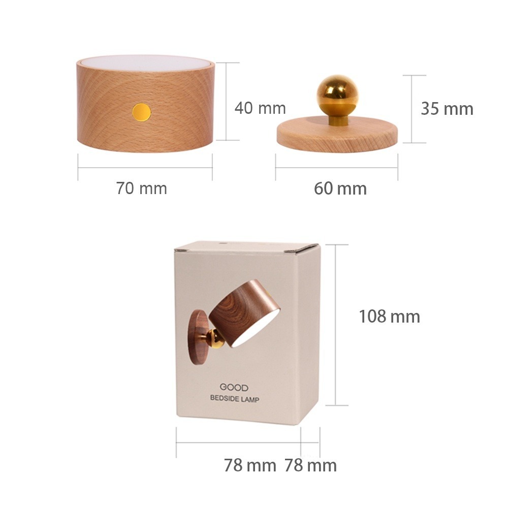 โคมไฟข้างเตียงสัมผัสลายไม้ ไฟทางเดินห้องนอนสไตล์มินิมอล โคมไฟติดผนังห้องนั่งเล่น ไฟกลางคืนสร้างสรรค์ - รูปที่ 5