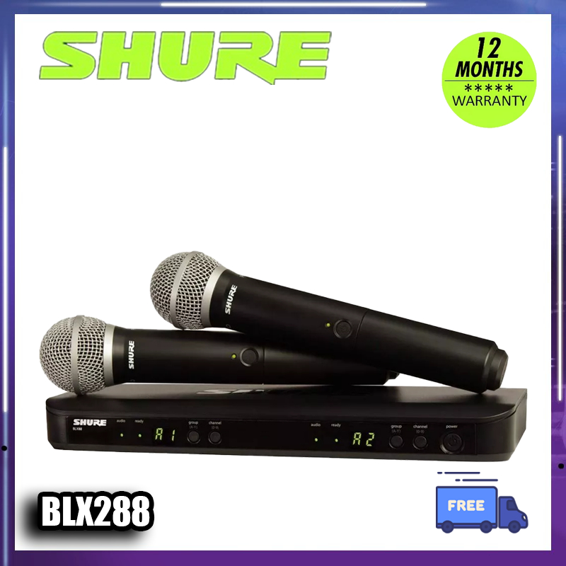 ระบบไมโครโฟนไร้สาย UHF Shure BLX288/PG58/SM 58/BETA58A เหมาะสำหรับโบสถ์ คาราโอเกะ