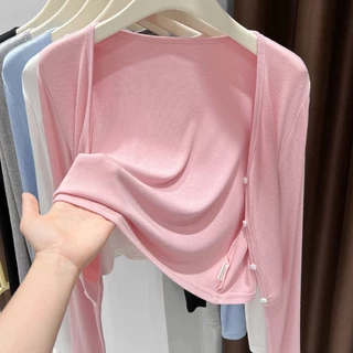 🌸พร้อ​มส่ง🌸เสื้อคาร์ดิแกนแจ็คเก็ตบางเสื้อผ้าป้องกันแสงแดดผ้าคลุมไหล่ผู้หญิง สไตล์ใหม่